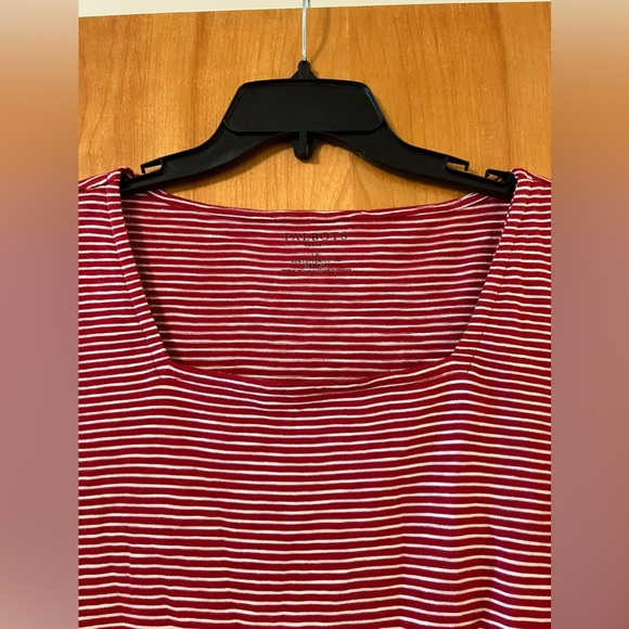 Talbots Red White Horizontal Striped Shirt Short Sleeve Top NWT Petite Large PL - Picture 5 of 10